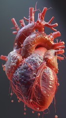 Heart, with all the details. Show the different chambers and valves, as well as the major blood vessels