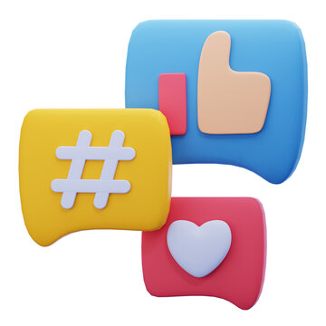 Social media 3d graphic illustration