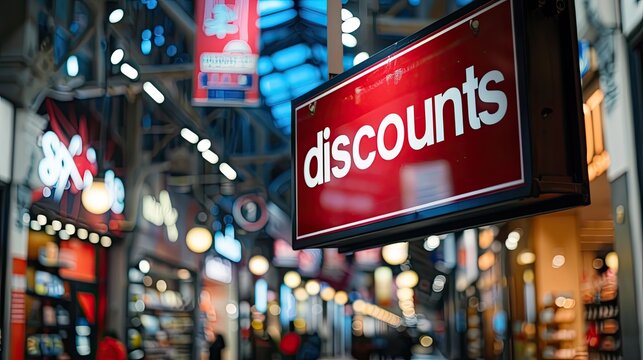 discount store sign. selective focus
