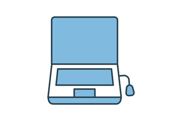 laptop icon. icon related to education and online education. suitable for web site, app, user interfaces, printable etc. flat line icon style. simple vector design editable