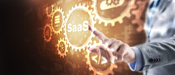 SaaS. Software as a service. Internet technology concept