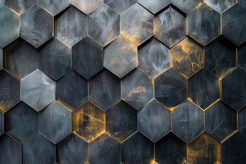 Layers of translucent hexagons overlapping seamlessly on a polished, gunmetal background, resembling a digital dreamscape