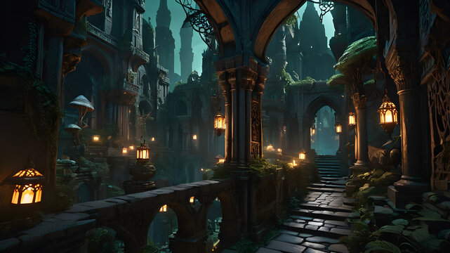 Dive into the Underdark Subtle Painting of Menzoberranzan's Mystical Realm