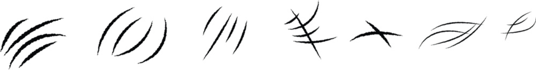 Animals claw scratches icons set. Claw scratches collection. Realistic illustration with black animals claw set. Grange scratches. Set of claws. Wild animals concept. Vector graphic.eps10