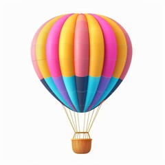 A colorful hot air balloon with a basket in the middle