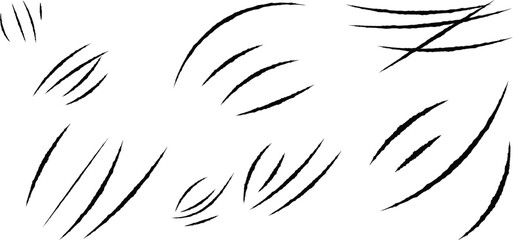 Fototapeta premium Animals claw scratches icons set. Claw scratches collection. Realistic illustration with black animals claw set. Grange scratches. Set of claws. Wild animals concept. Vector graphic.eps10