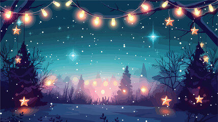 Merry Christmas illustrations with Christmas lights a