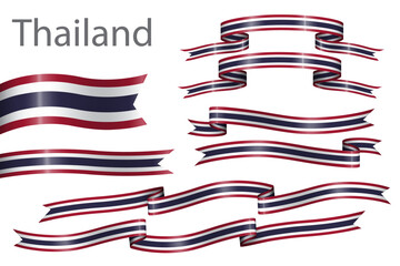 Set of flag ribbon with colors of Thailand for independence day celebration decoration