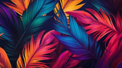 Vibrant Illustration of Colorful Abstract Feathers.