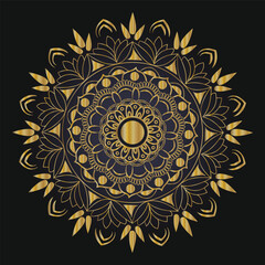 Luxury ornamental etnic design with golden mandala background