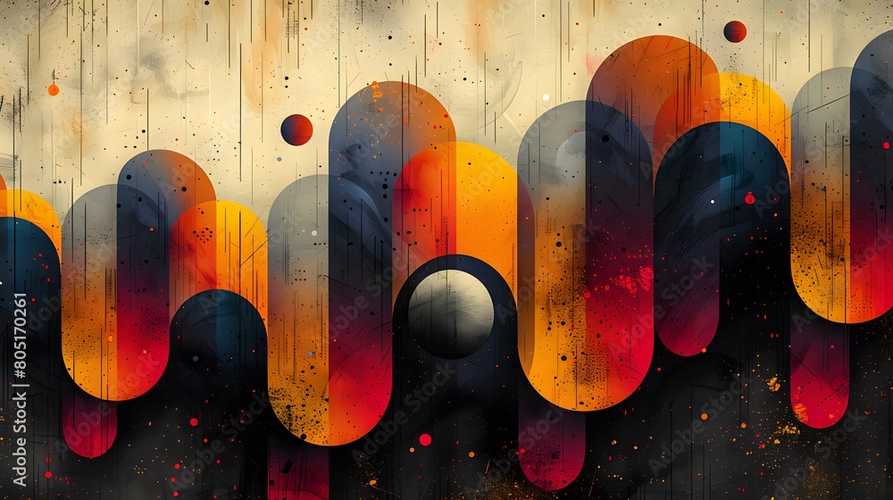 Poster abstract geometric patterns inspired by outer space