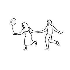 Couple line art drawing vector