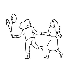 Couple line art drawing vector