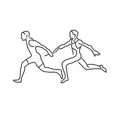 Couple line art drawing vector