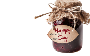 Homemade Jam with Happy Mother's Day Label Isolated on Transparent Background PNG.