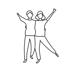 Couple line art drawing vector