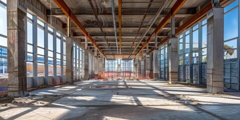 A large empty building with a lot of windows