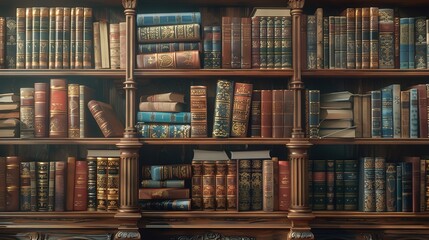 Spectacular Antique book shelf, vintage background