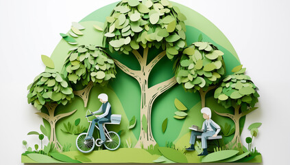 Eco planet earth background with green plant ornaments Concept of eco friendly living and preserving natures globe