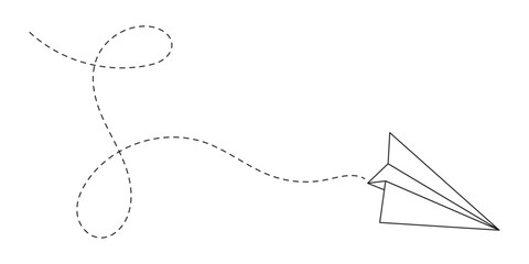 Paper plane with dotted line, Origami paper airplane, Travel symbol, vector illustration on white background in eps 10.