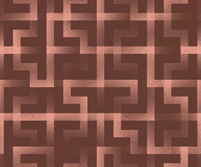 Arabic Style Ornament Seamless Pattern Trend Vector Brown Abstract Background. Intricate Geometric Lattice Half Tone Art Illustration. Repetitive Graphic Abstraction Vintage Wallpaper Dot Work Texture