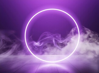 Purple neon background with smoke