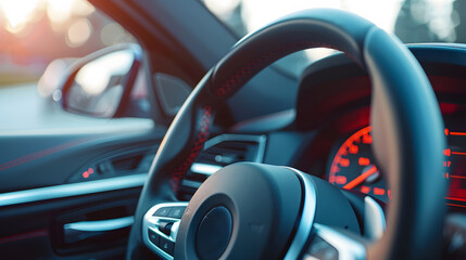 A sleek car dashboard, highlighted by a speedometer and tachometer, features essential gauges monitoring speed and RPM, with their vibrant displays adding to the vehicle's allure