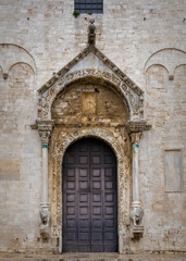 old church door, Basilika San Nicola, Bari, Apulia, Italy, Europe, Marchj 2024