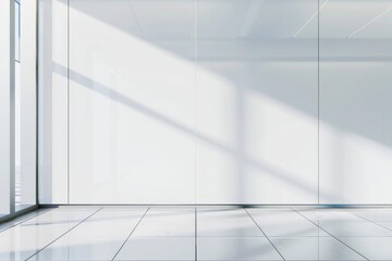 Futuristic Tech Health Clinic Interior with Crisp White Aluminum Wall and Sterile Ambiance
