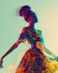 Celebrating Nelson Mandela International Day: A Woman in African-Inspired Dress Embraces Legacy in Surreal Editorial - obrazy, fototapety, plakaty