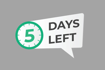 5 days to go countdown template. 5 day Countdown left days banner design. 5 Days left countdown timer
