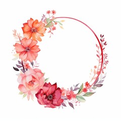 Watercolor Painting of a Flower Wreath