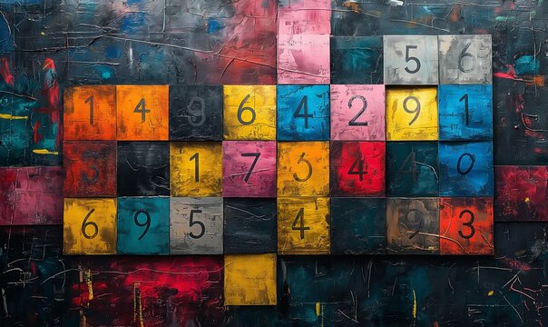 Abstract background in color with numbers.