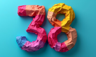 38 on an abstract color background.