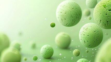   A collection of green balls hovering above a verdant surface, sprinkled with water droplets beneath