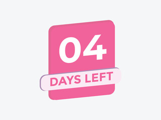 4 days to go countdown template. 4 day Countdown left days banner design. 4 Days left countdown timer
