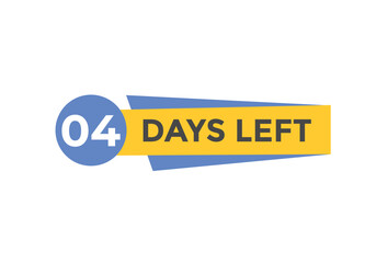 4 days to go countdown template. 4 day Countdown left days banner design. 4 Days left countdown timer
