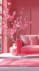 Pink Living room, simple decoration