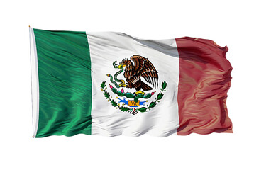 Emblem of Patriotism Waving Mexican Flag Isolated on Transparent Background PNG.