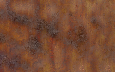 Texture of grunge, rusted metal showcasing a background of rust and oxidation. An aged iron panel displaying signs of weathering.