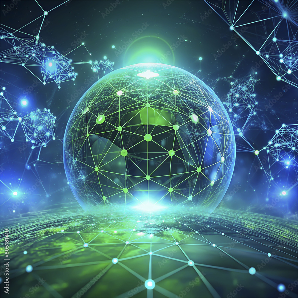 Aufkleber global network connection and internet of things concept. 3d vector illustration