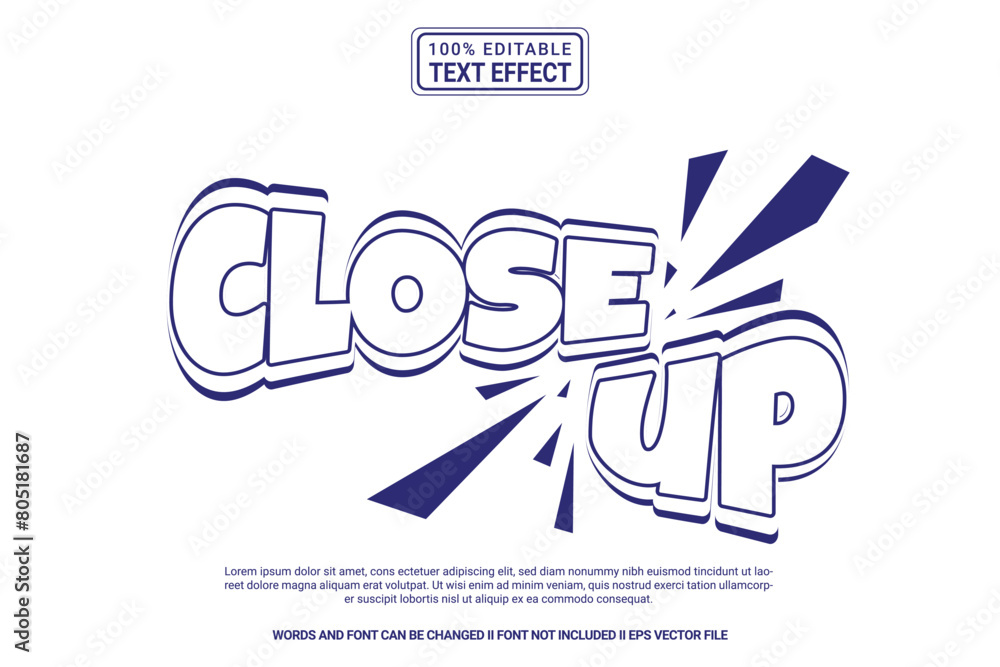 Fototapete editable text effect close up 3d cartoon template style modern premium vector