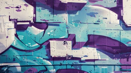 Abstract graffiti infused with retro video game motifs, Ai Generated.