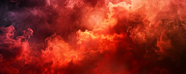 A background of intense, fiery red smoke simulating a burning sky,