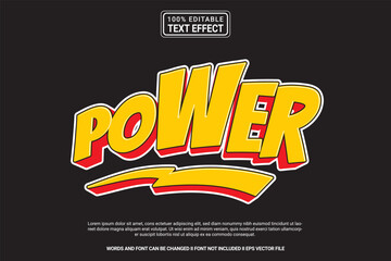 Editable text effect Power 3d cartoon template style modern premium vector