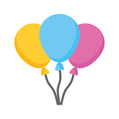 Helium balloons vector design, balloons for birthday and party, flying balloons with rope, party decorations