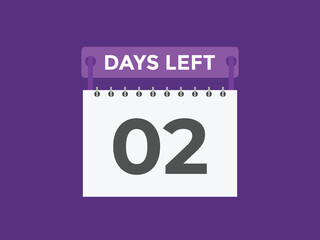 2 days to go countdown template. 2 day Countdown left days banner design. 2 Days left countdown timer
