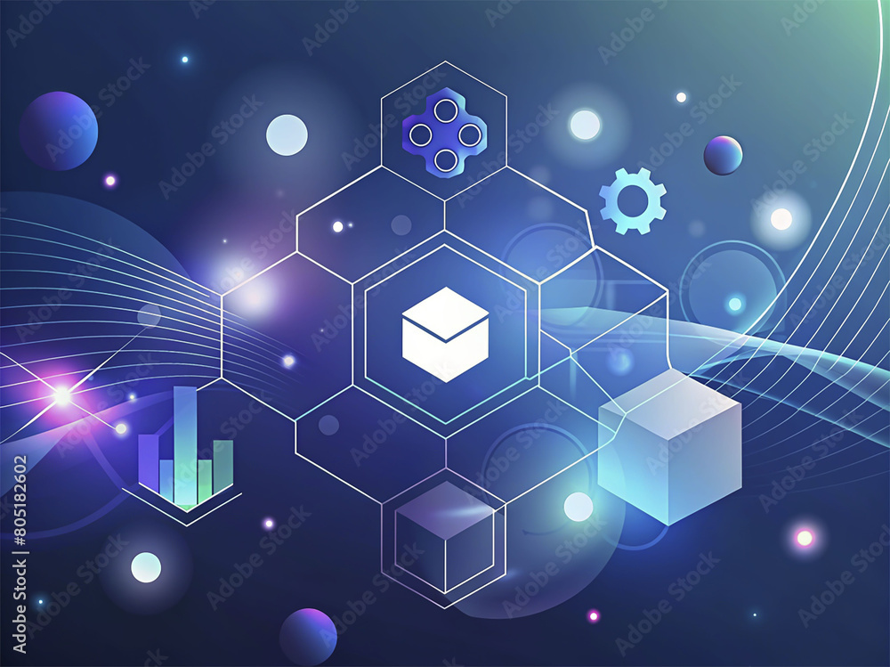 Aufkleber blockchain technology concept. abstract digital background. 3d vector illustration.
