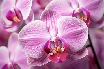 Blooming Orchid pink flower nature. Tropical plant. Generate Ai