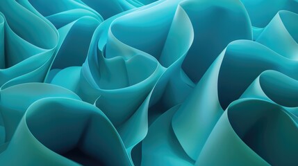Soothing aqua blue backdrop with minimalist 3D shapes, Ai Generated.